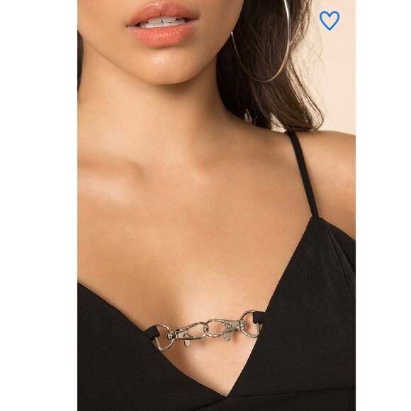 Superdown Black V Neck Zip Adjustable Strap Buckle Camisole Tank Top Size M - Picture 3 of 8